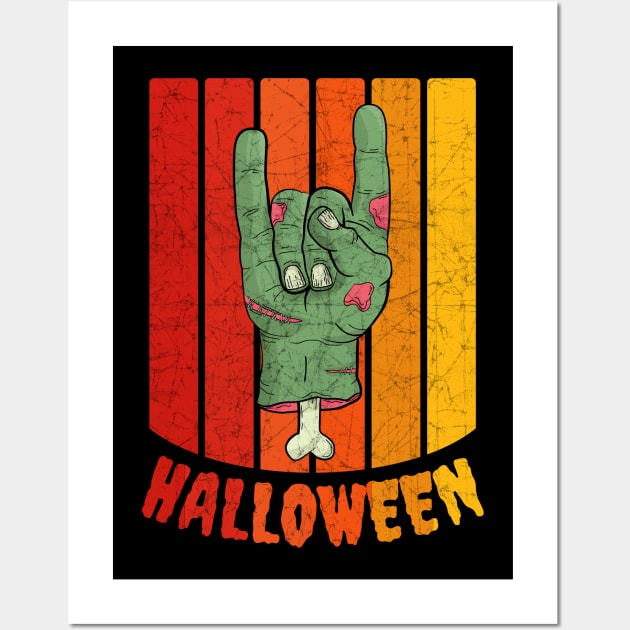 Vintage Retro Distressed Halloween Zombie Hand Scary Costume Wall Art by heidiki.png